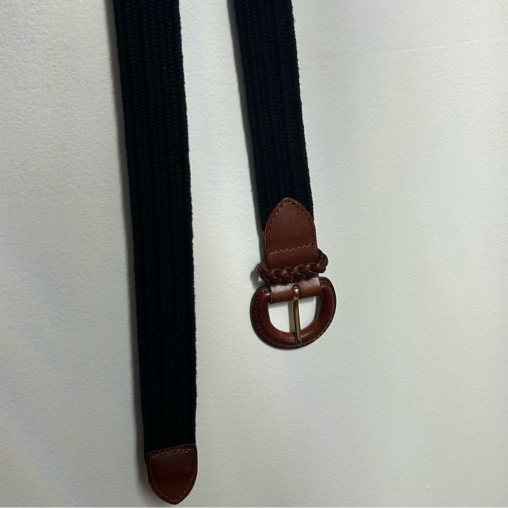 Vintage Talbots XL Leather & Navy Woven Stretch Belt - Picture 6 of 6